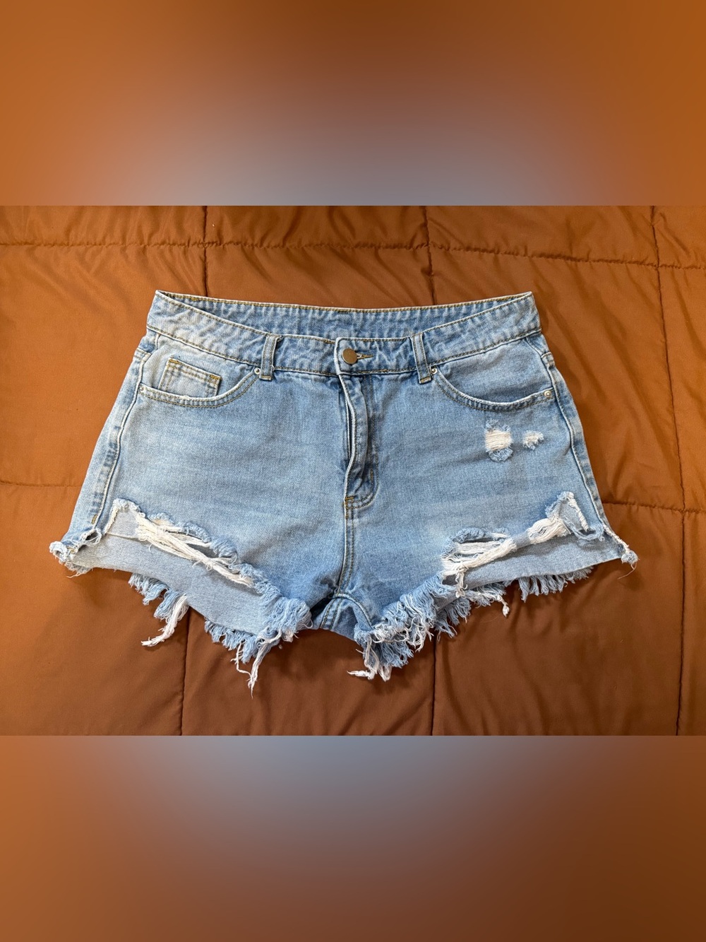 SHEIN blue distressed denim shorts Size L #denim #summer